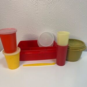 Tupperware Red and Yellow Kitchen Set